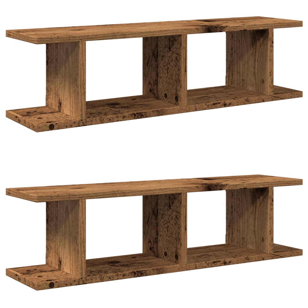 Wall Shelves 2 pcs Old Wood 90x18x20 cm Engineered Wood