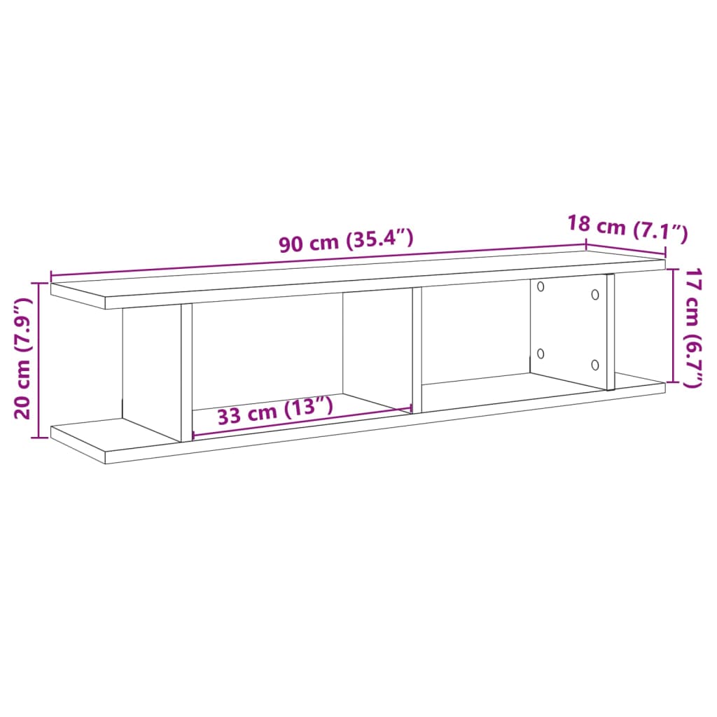 Wall Shelves 2 pcs Old Wood 90x18x20 cm Engineered Wood