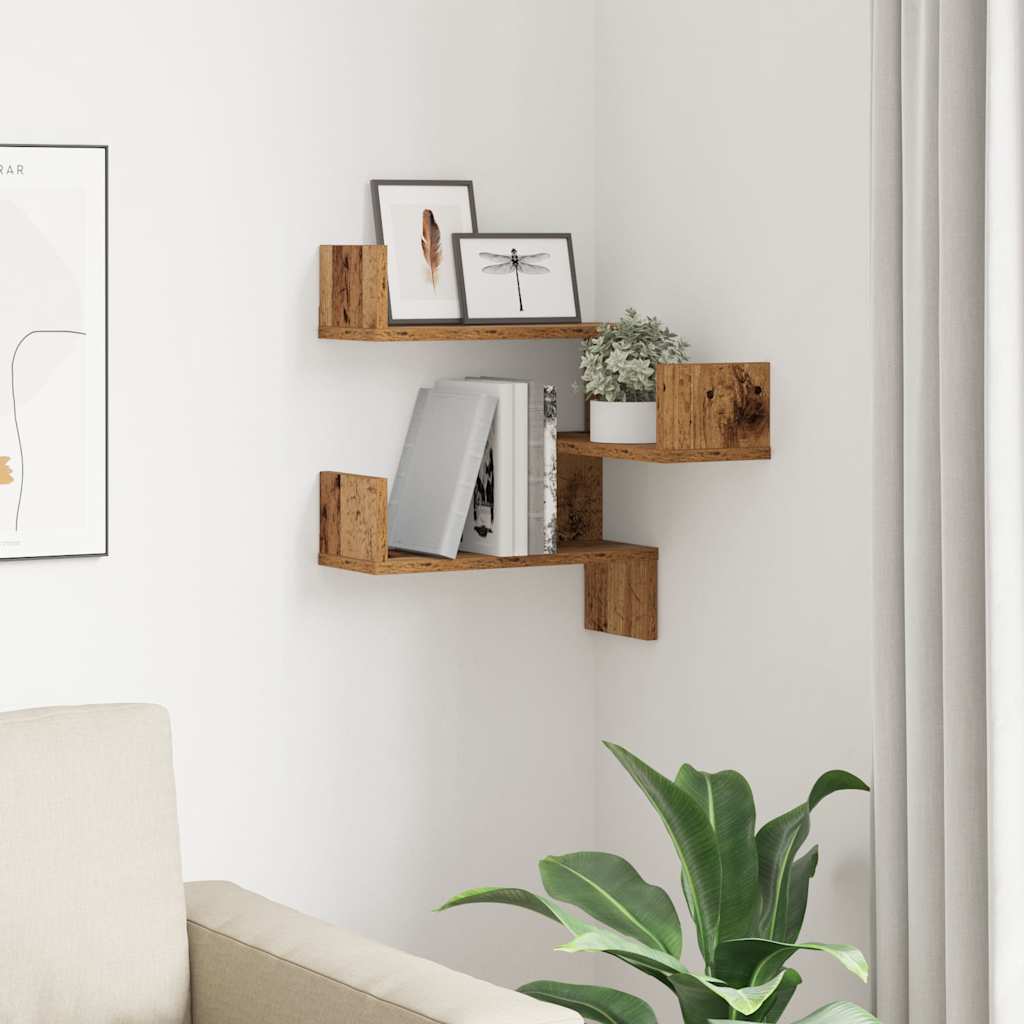 Wall Corner Shelf Old Wood 40x40x49.5 cm Engineered Wood