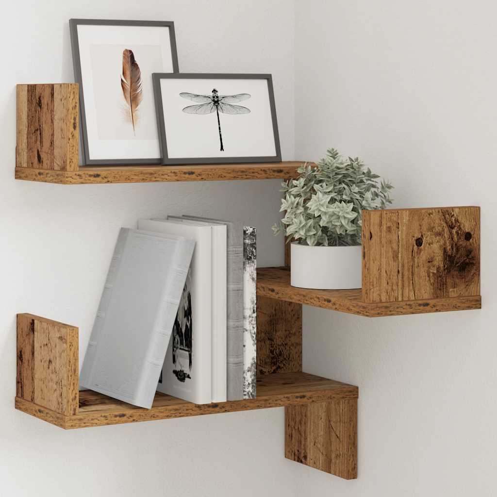 Wall Corner Shelf Old Wood 40x40x49.5 cm Engineered Wood