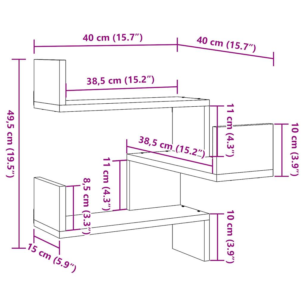 Wall Corner Shelf Old Wood 40x40x49.5 cm Engineered Wood