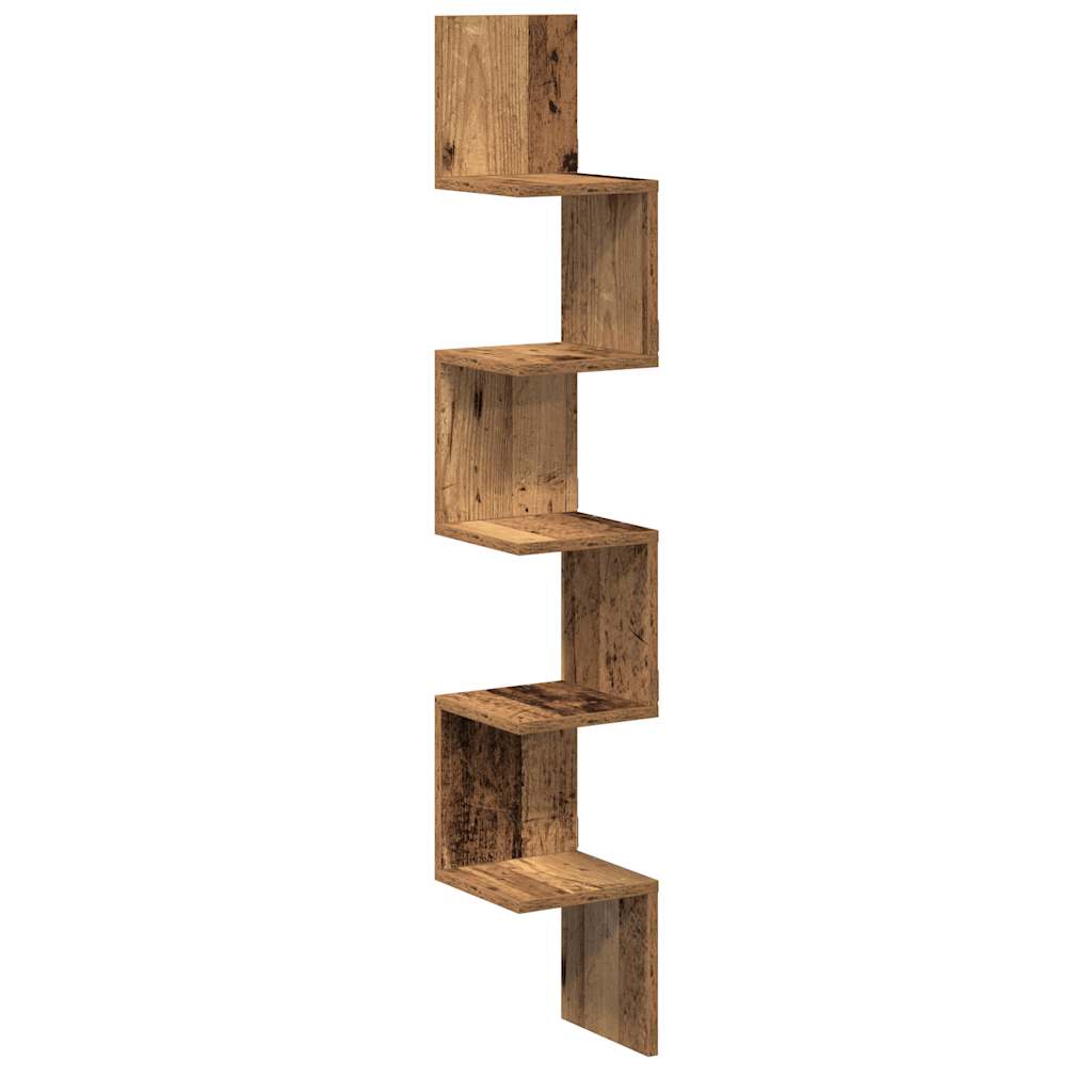 Wall Corner Shelf Old Wood 20x20x127.5 cm Engineered Wood