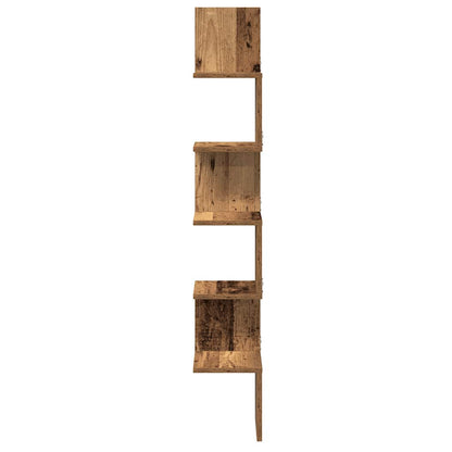 Wall Corner Shelf Old Wood 20x20x127.5 cm Engineered Wood