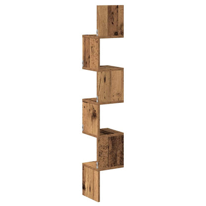 Wall Corner Shelf Old Wood 20x20x127.5 cm Engineered Wood