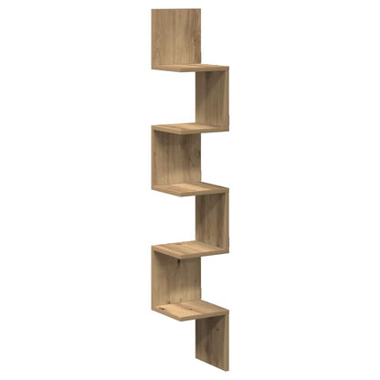 Wall Corner Shelf Artisan Oak 20x20x127.5 cm Engineered Wood