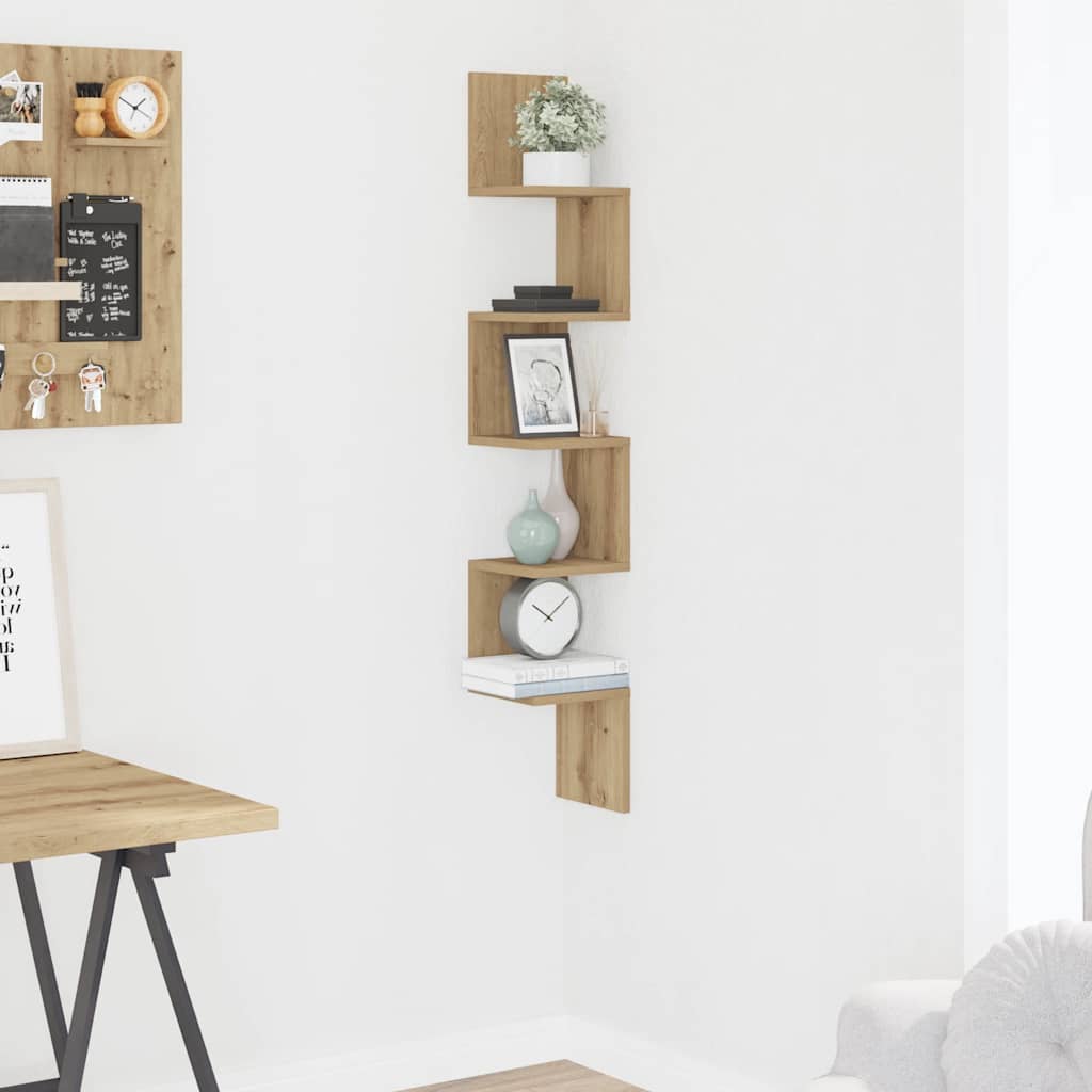 Wall Corner Shelf Artisan Oak 20x20x127.5 cm Engineered Wood