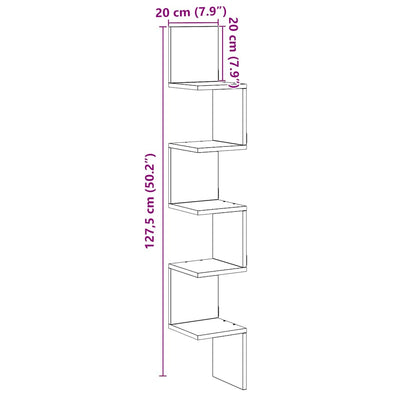 Wall Corner Shelf Artisan Oak 20x20x127.5 cm Engineered Wood