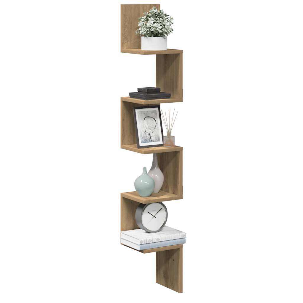 Wall Corner Shelf Artisan Oak 20x20x127.5 cm Engineered Wood