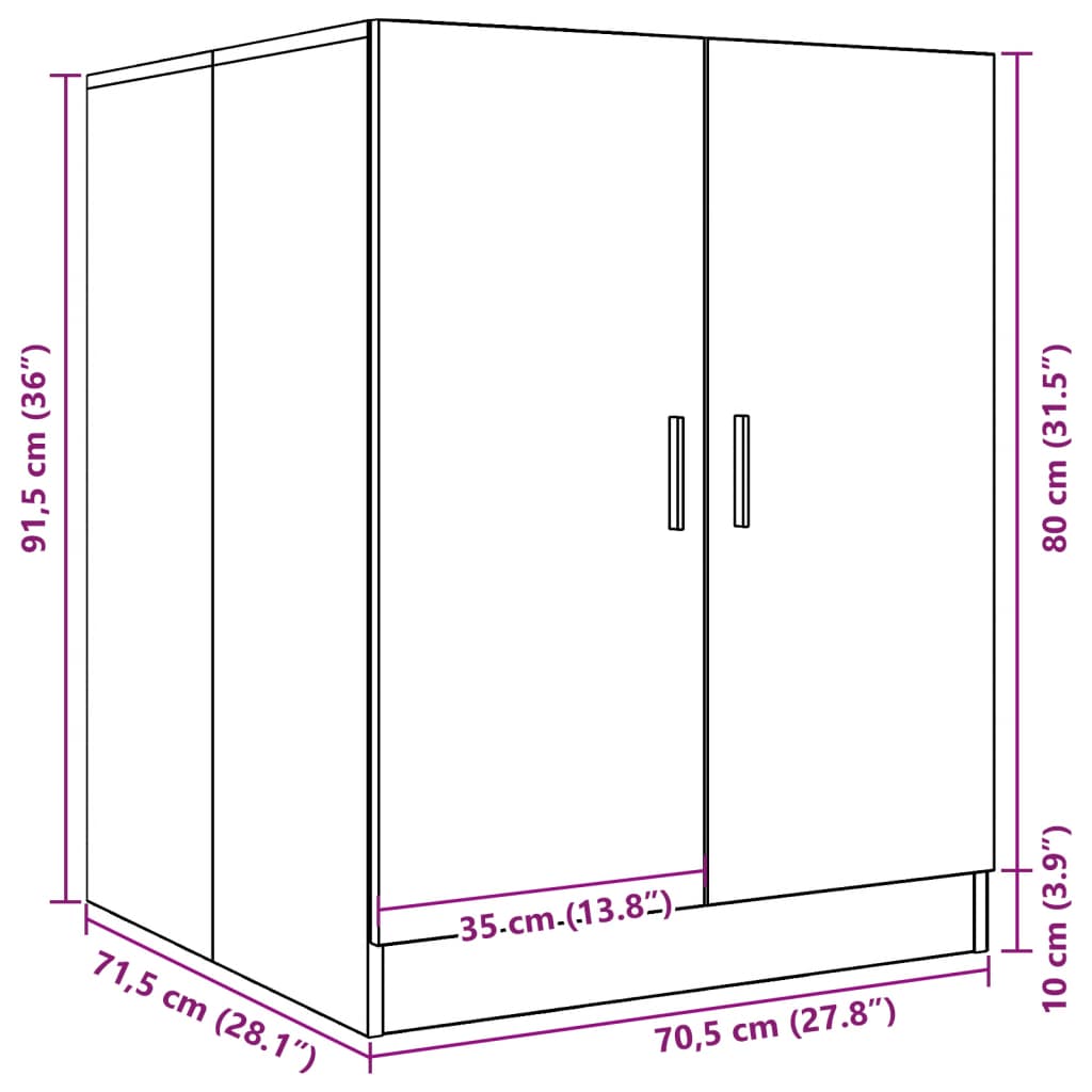 Washing Machine Cabinet Concrete Grey 70.5x71.5x91.5 cm