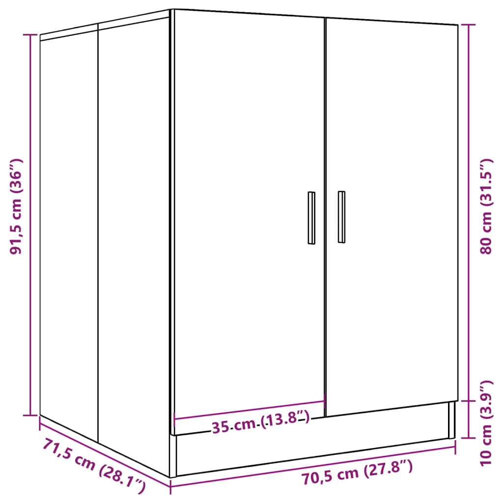 Washing Machine Cabinet Old Wood 70.5x71.5x91.5 cm