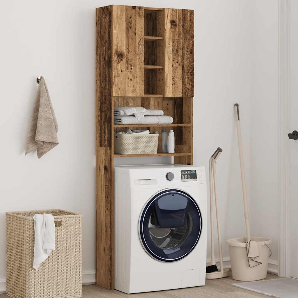 Washing Machine Cabinet Old Wood 64x25.5x190 cm