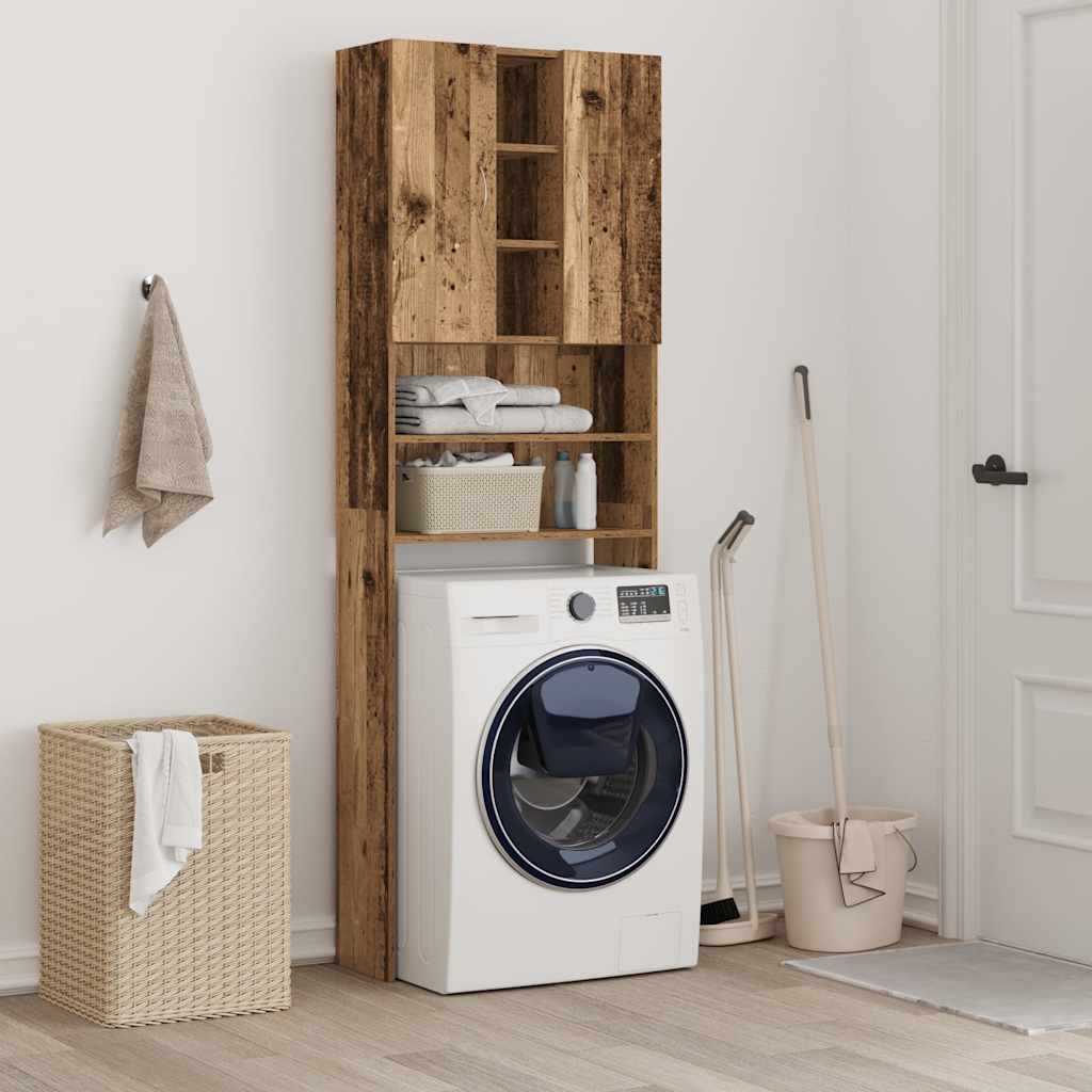 Washing Machine Cabinet Old Wood 64x25.5x190 cm