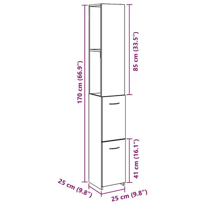 Bathroom Cabinet Artisan Oak 25x25x170 cm Engineered Wood