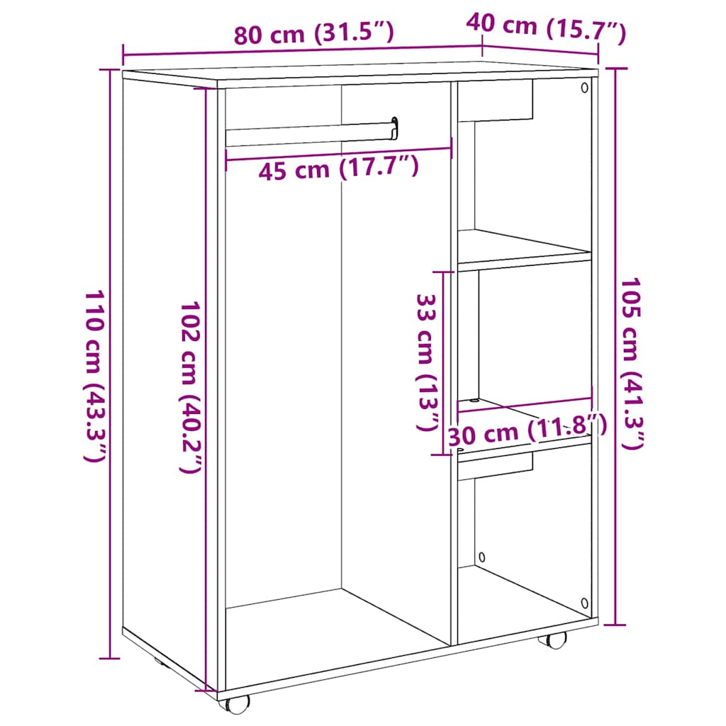 Wardrobe Artisan Oak 80x40x110 cm Engineered Wood