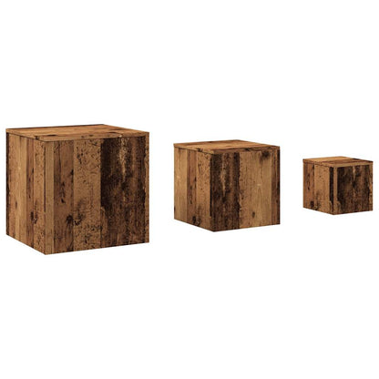 Side Tables 3 pcs Old Wood Engineered Wood