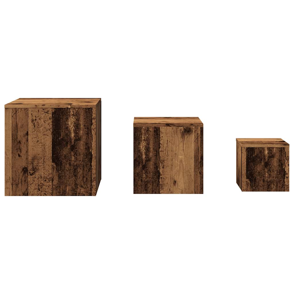 Side Tables 3 pcs Old Wood Engineered Wood