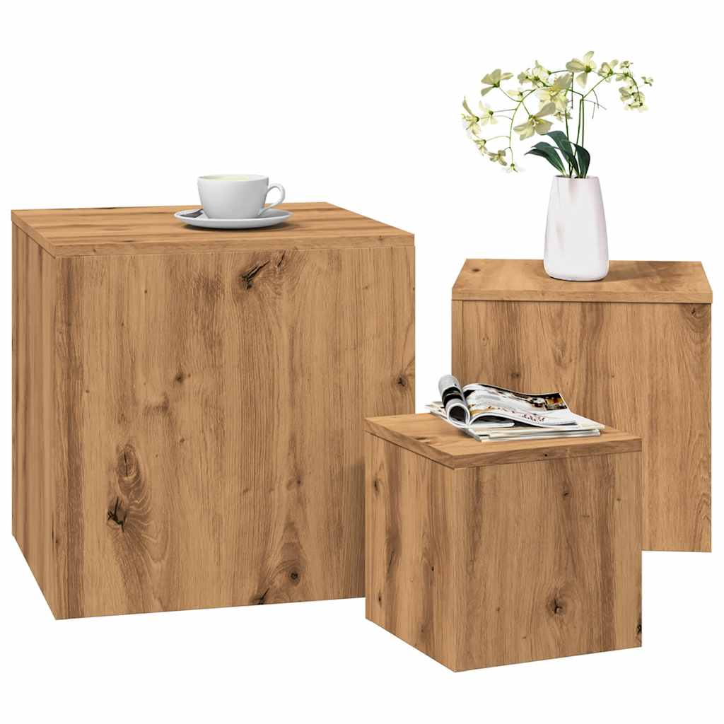 Side Tables 3 pcs Artisan Oak Engineered Wood