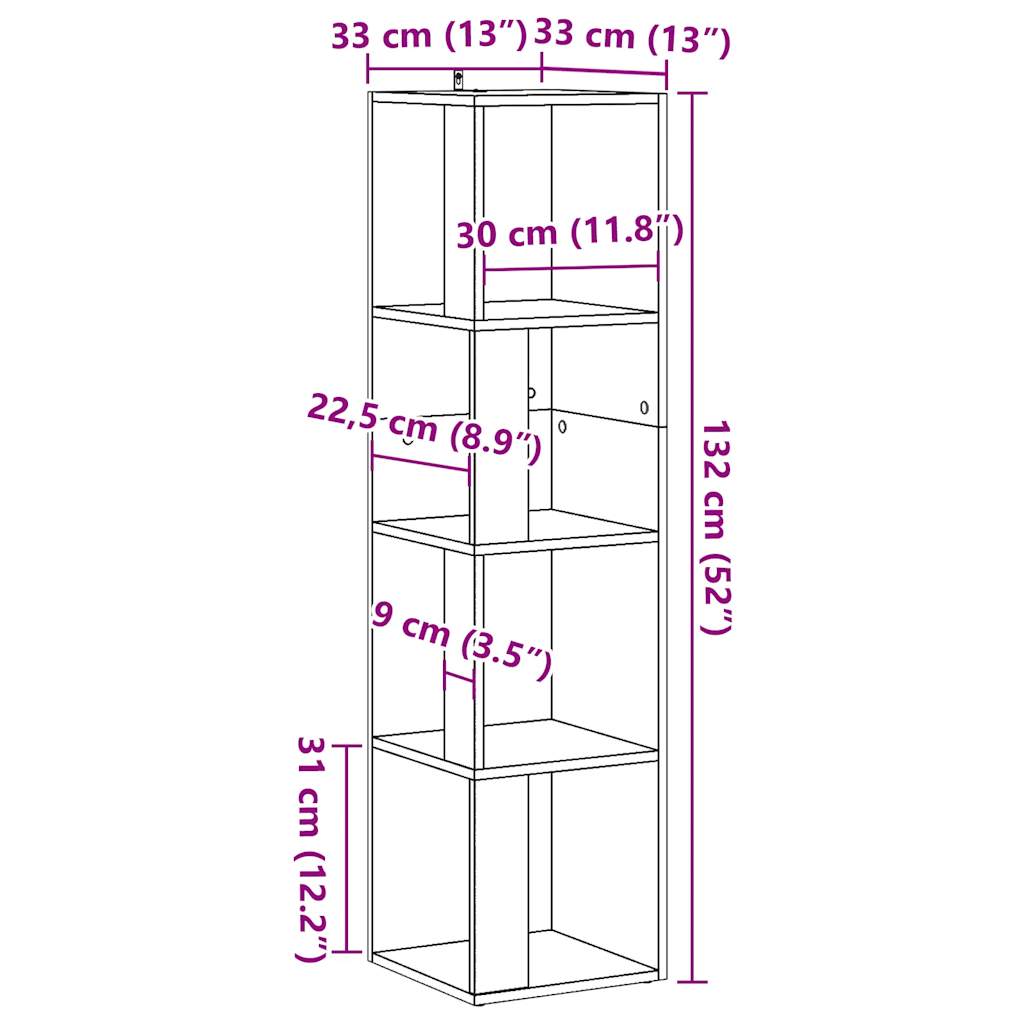 Corner Cabinet Old Wood 33x33x132 cm Engineered Wood