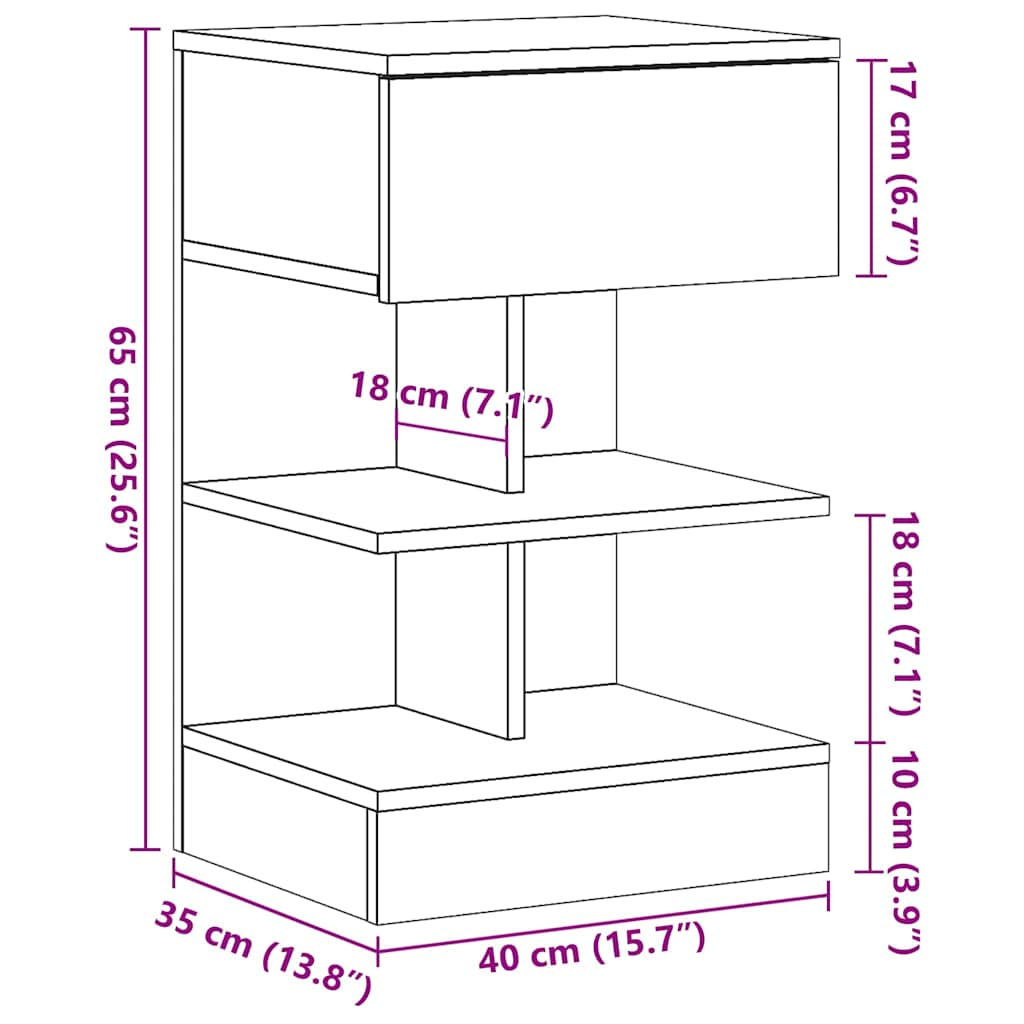 Bedside Cabinet Old Wood 40x35x65 cm Engineered Wood