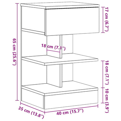 Bedside Cabinet Old Wood 40x35x65 cm Engineered Wood