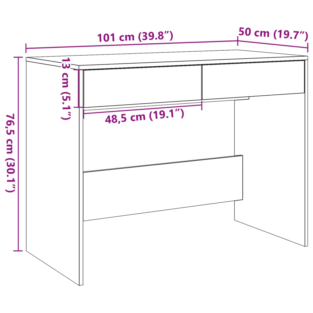 Desk Artisan Oak 101x50x76.5 cm Engineered Wood