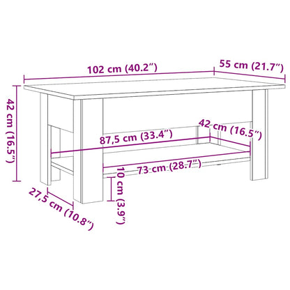 Coffee Table Old Wood 102x55x42 cm Engineered Wood