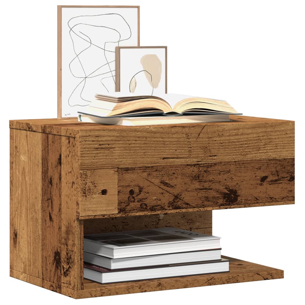 Wall-mounted Bedside Cabinet Old Wood