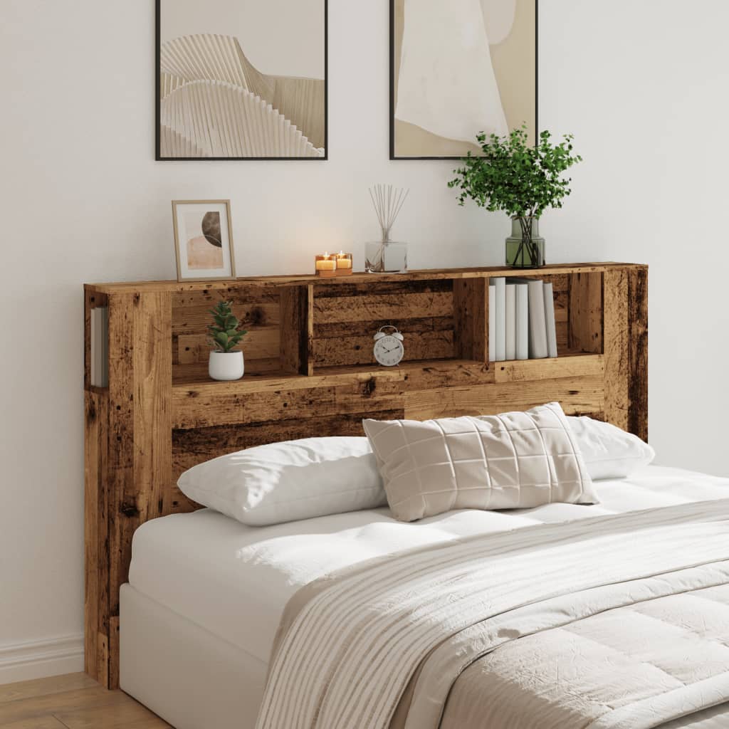 Headboard Cabinet Old Wood 180x18.5x102.5 cm Engineered Wood