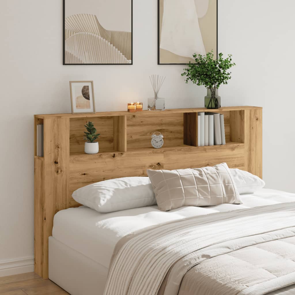 Headboard Cabinet Artisian Oak 180x18.5x102.5 cm Engineered Wood