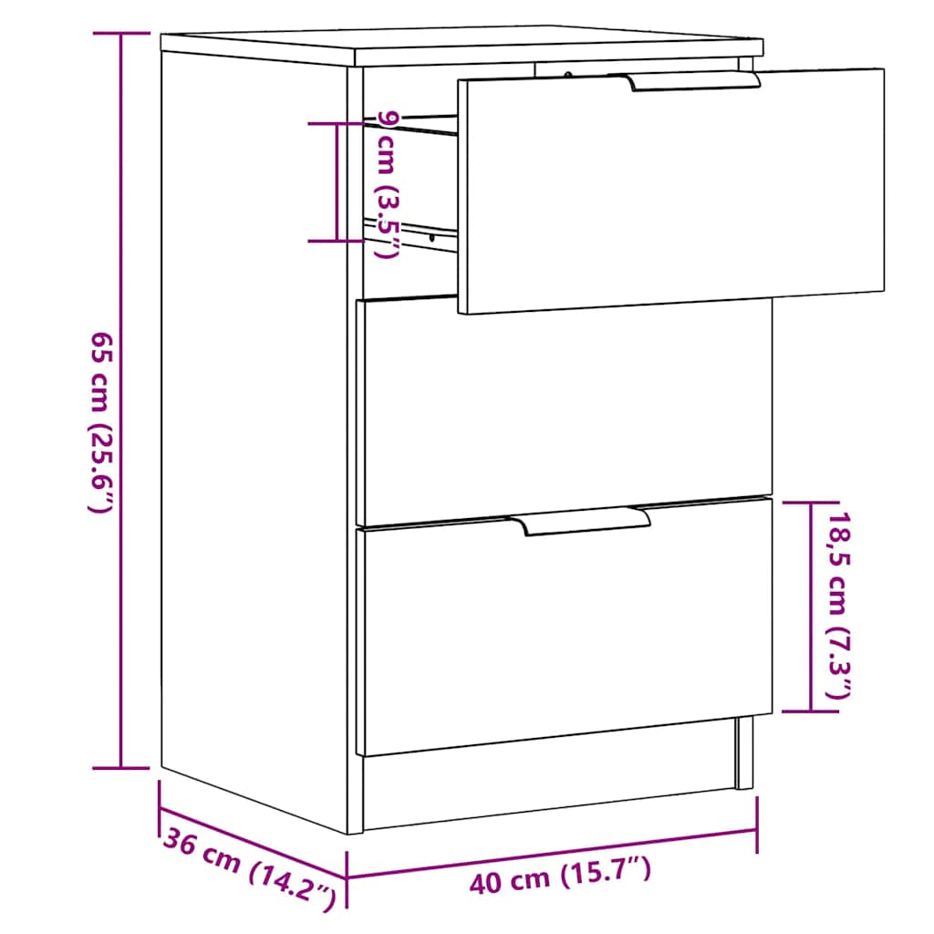 Bedside Cabinets 2 pcs Old Wood 40x36x65 cm Engineered Wood