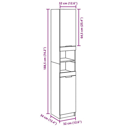 Bathroom Cabinet Artisan Oak 32x34x188.5 cm Engineered Wood