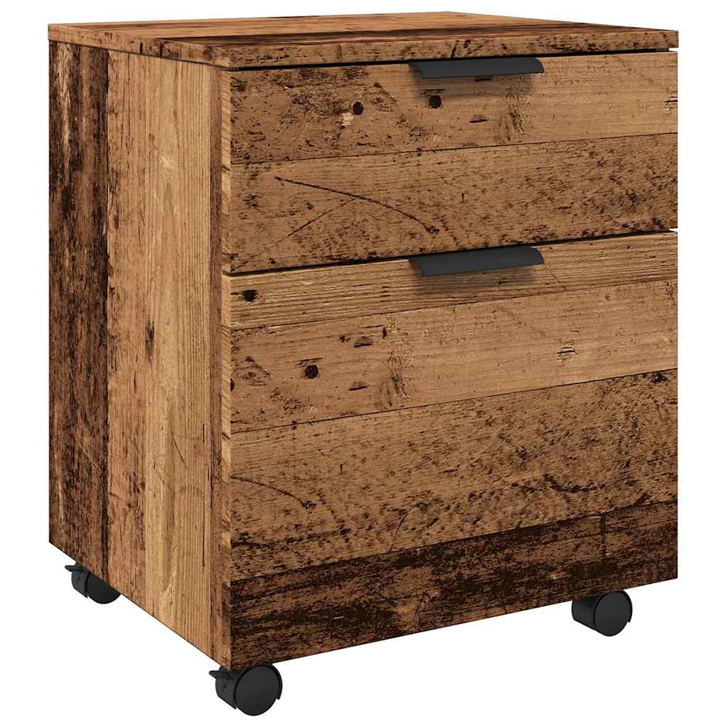 Mobile File Cabinet with Wheels Old Wood 45x38x54 cm Engineered Wood