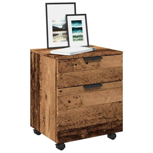 Mobile File Cabinet with Wheels Old Wood 45x38x54 cm Engineered Wood