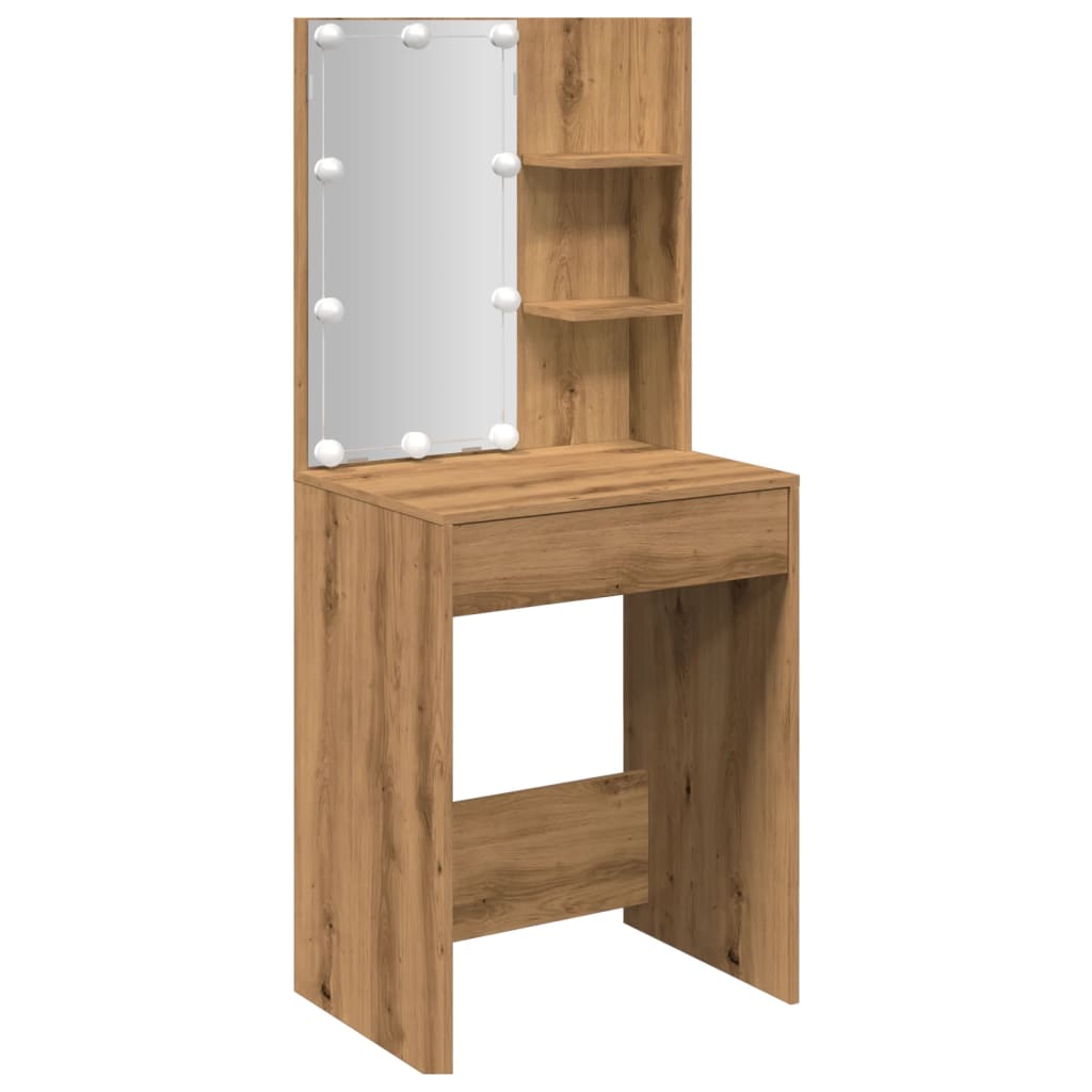 Dressing Table with LED Artisan Oak 60x40x140 cm