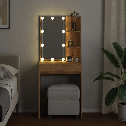 Dressing Table with LED Artisan Oak 60x40x140 cm