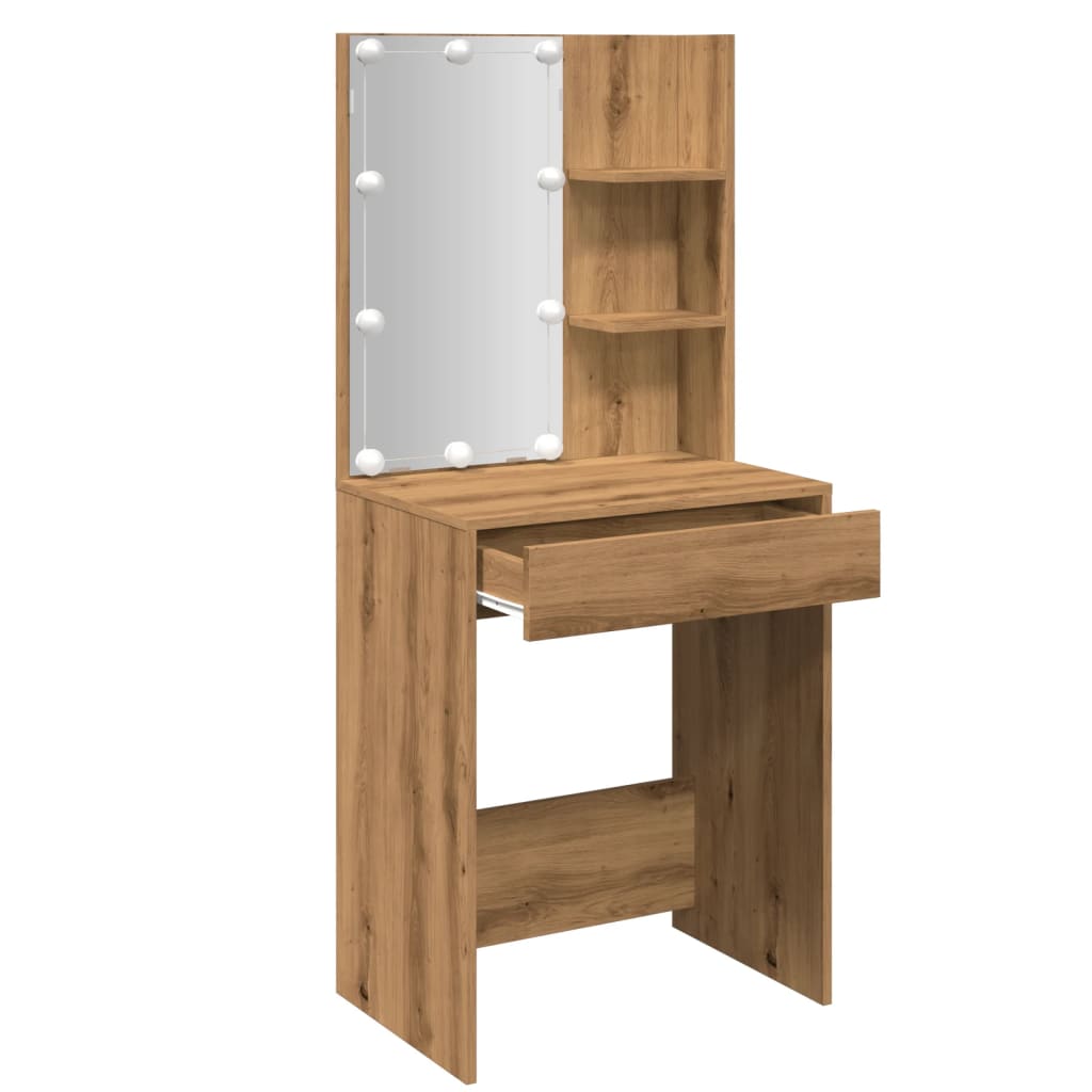 Dressing Table with LED Artisan Oak 60x40x140 cm