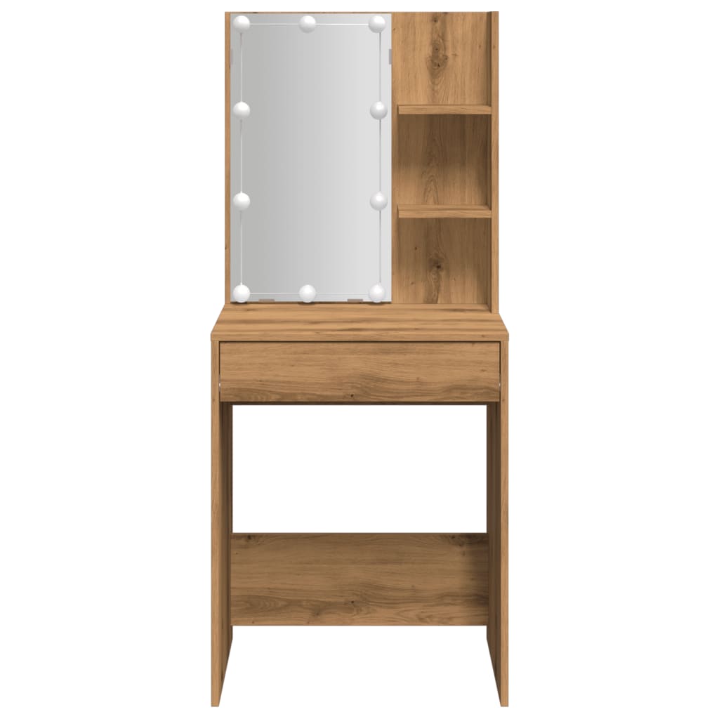 Dressing Table with LED Artisan Oak 60x40x140 cm