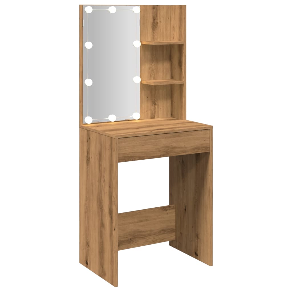 Dressing Table with LED Artisan Oak 60x40x140 cm