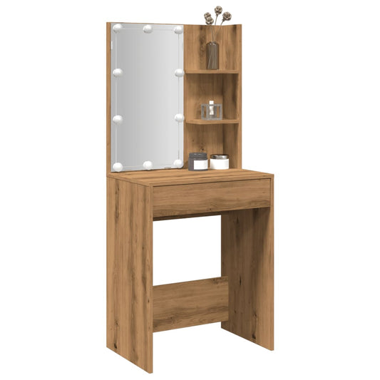 Dressing Table with LED Artisan Oak 60x40x140 cm