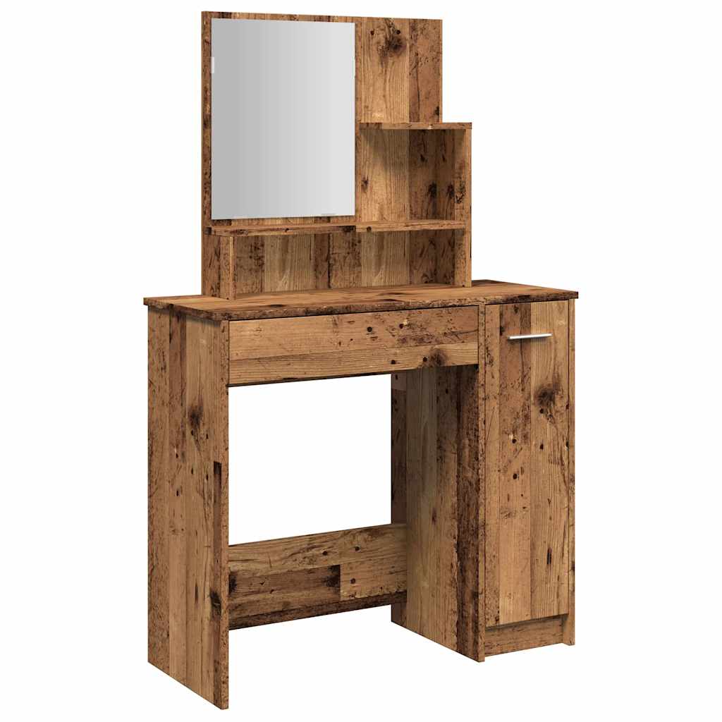 Dressing Table with Mirror Old Wood 86.5x35x136 cm