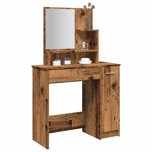 Dressing Table with Mirror Old Wood 86.5x35x136 cm