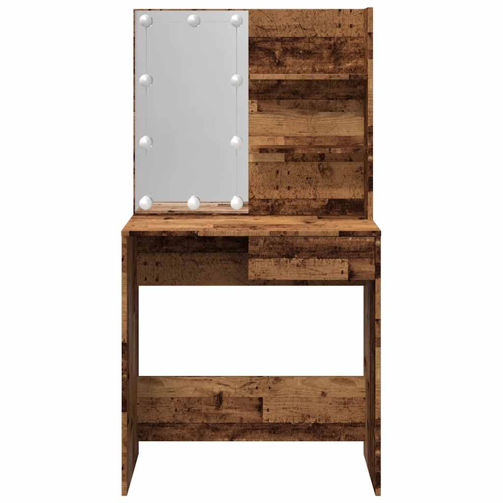 Dressing Table with LED Old Wood 74.5x40x141 cm