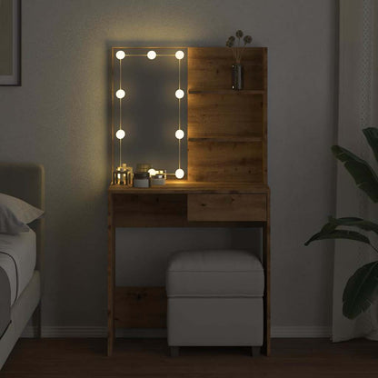 Dressing Table with LED Artisan Oak 74.5x40x141 cm