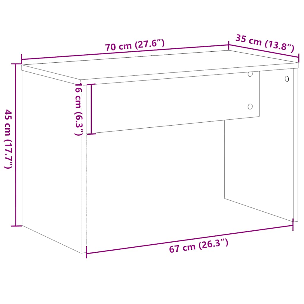 Dressing Stool Old Wood 70x35x45 cm Engineered Wood