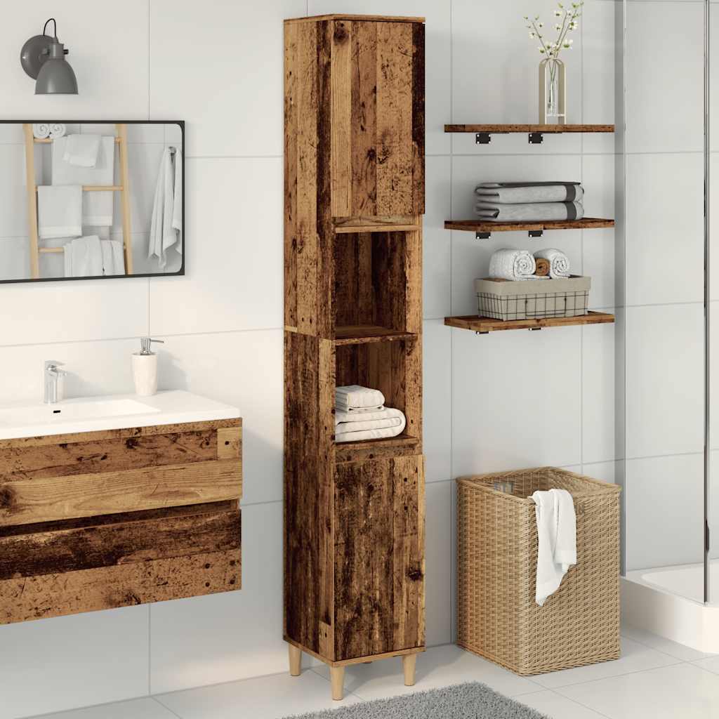 Bathroom Cabinet Old Wood 30x30x190 cm Engineered Wood