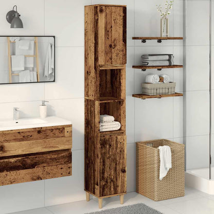 Bathroom Cabinet Old Wood 30x30x190 cm Engineered Wood