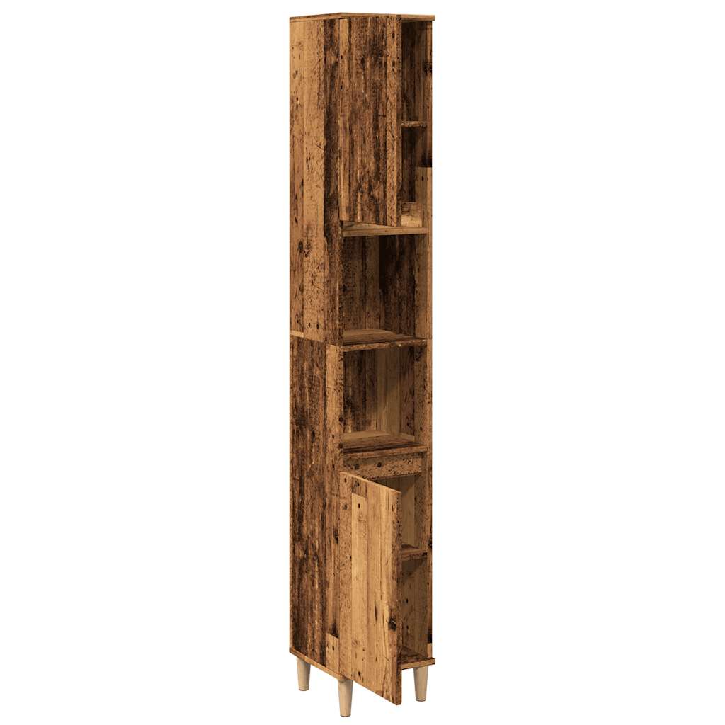 Bathroom Cabinet Old Wood 30x30x190 cm Engineered Wood