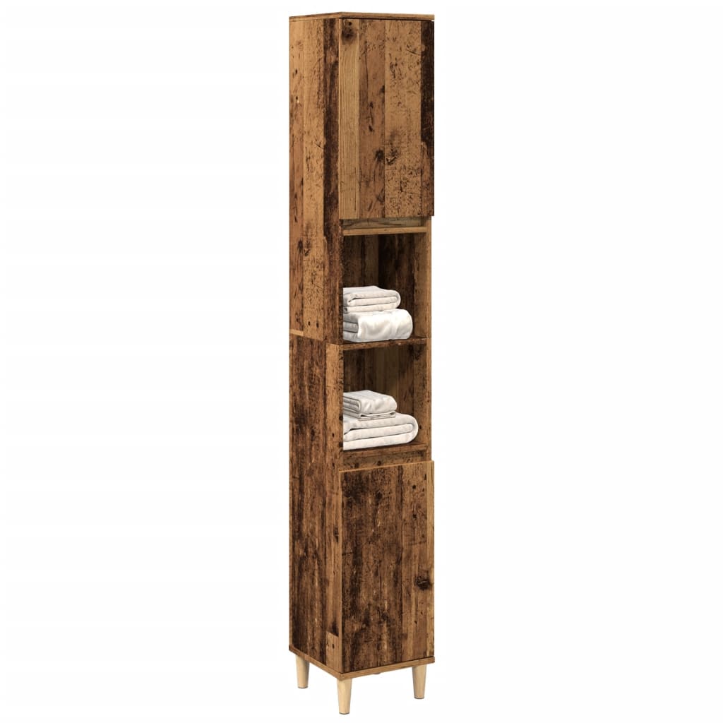 Bathroom Cabinet Old Wood 30x30x190 cm Engineered Wood