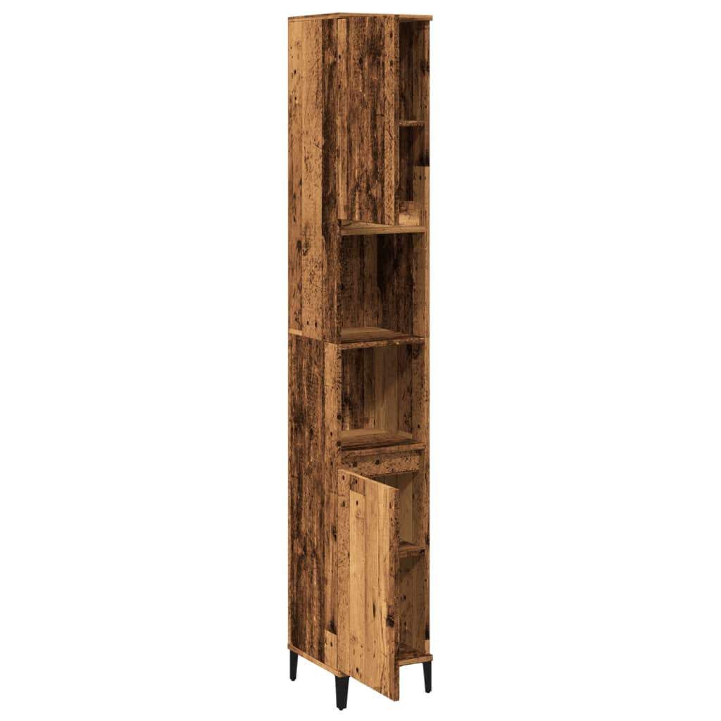 Bathroom Cabinet Old Wood 30x30x190 cm Engineered Wood