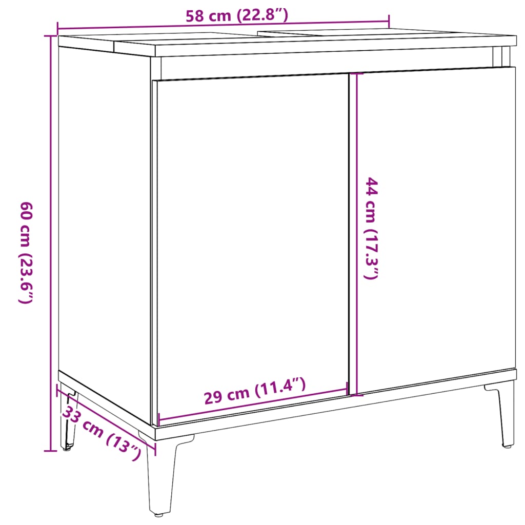 Sink Cabinet Concrete Grey 58x33x60 cm Engineered Wood